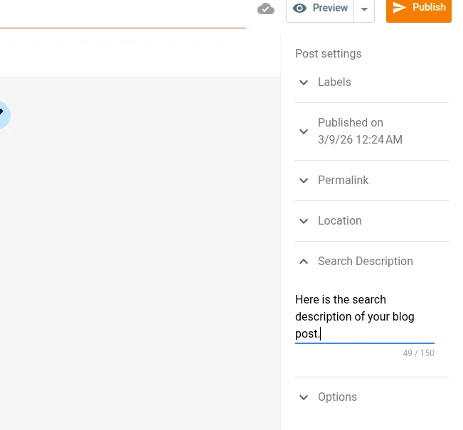 Blogger Meta Description